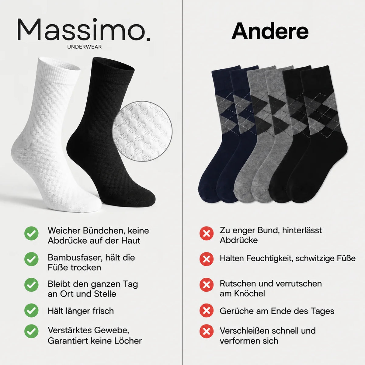 PREMIUM-HALBHOHE MASSIMO SOCKEN AUS BAMBUSFASER
